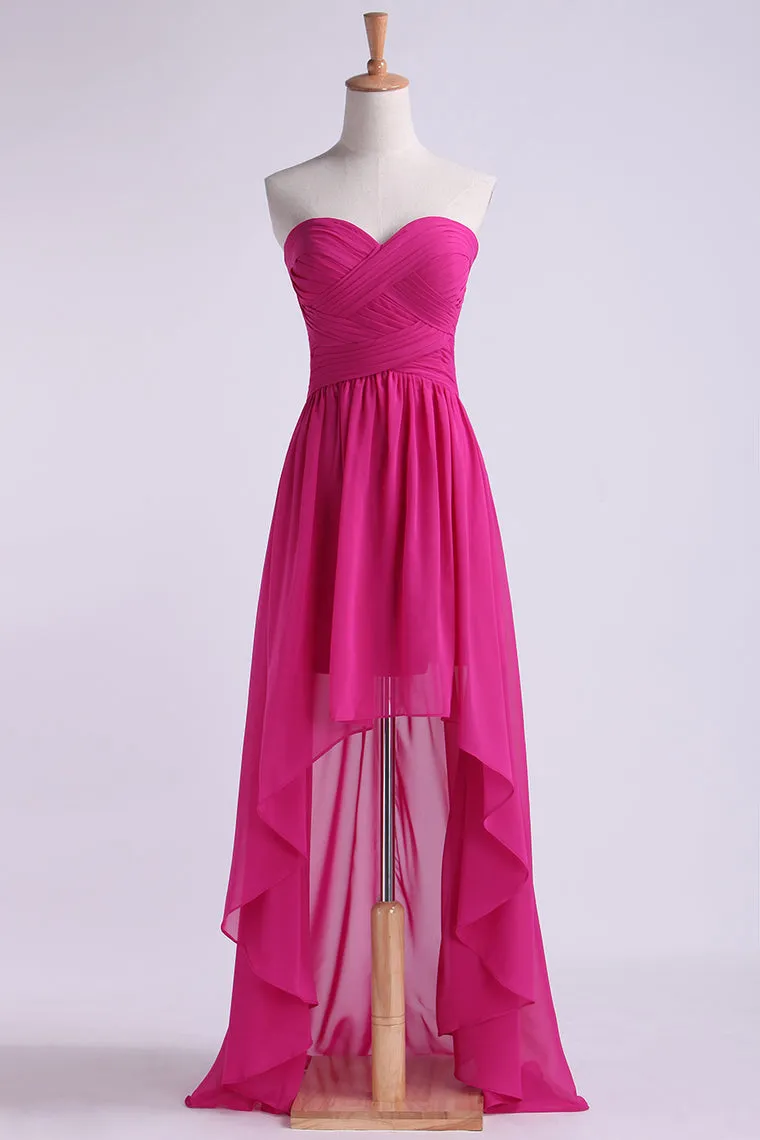 2024 Asymmetrical Prom Dresses Sweetheart Chiffon