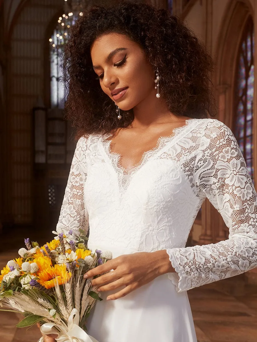 Alluring Lace V Neck Wedding Gowns