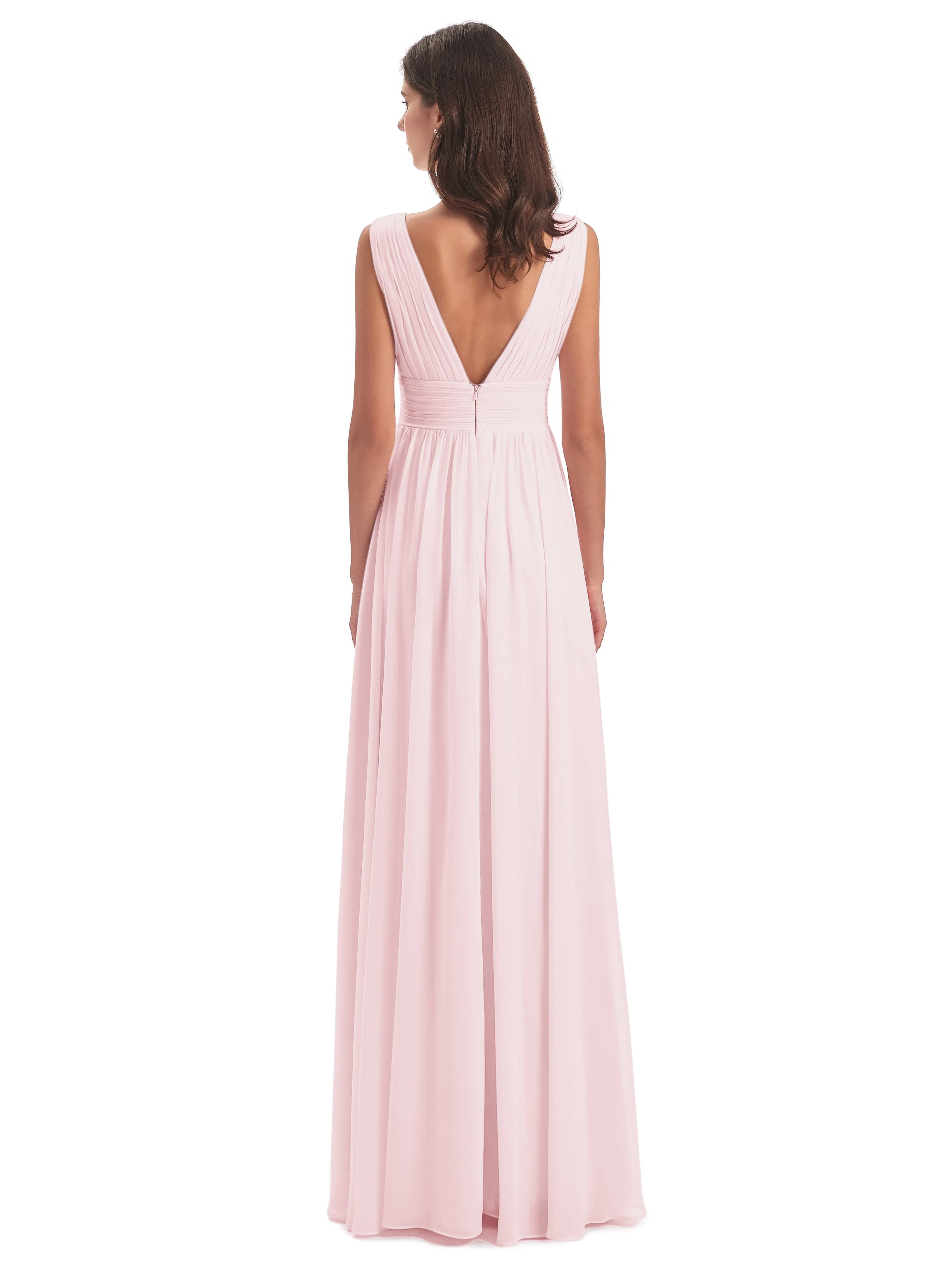 Blush Pink Multiway Bridesmaid Dresses Charming Chiffon V Neck Split Long Bridesmaid Dresses