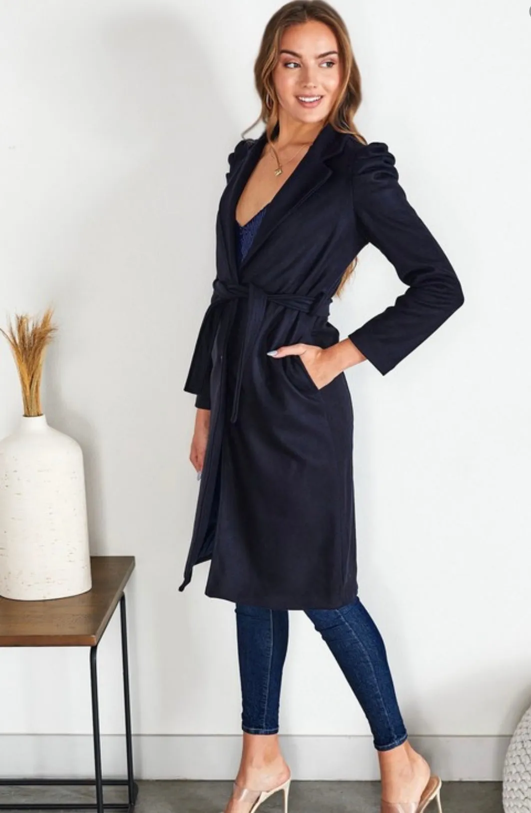 Bubble Sleeve Felt Wool Coat