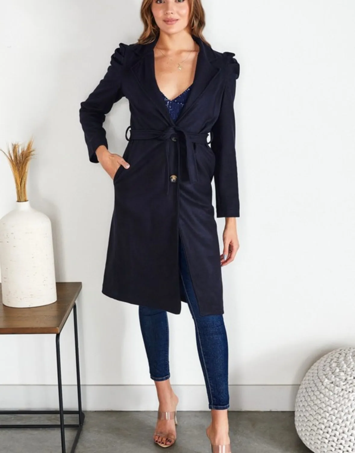 Bubble Sleeve Felt Wool Coat