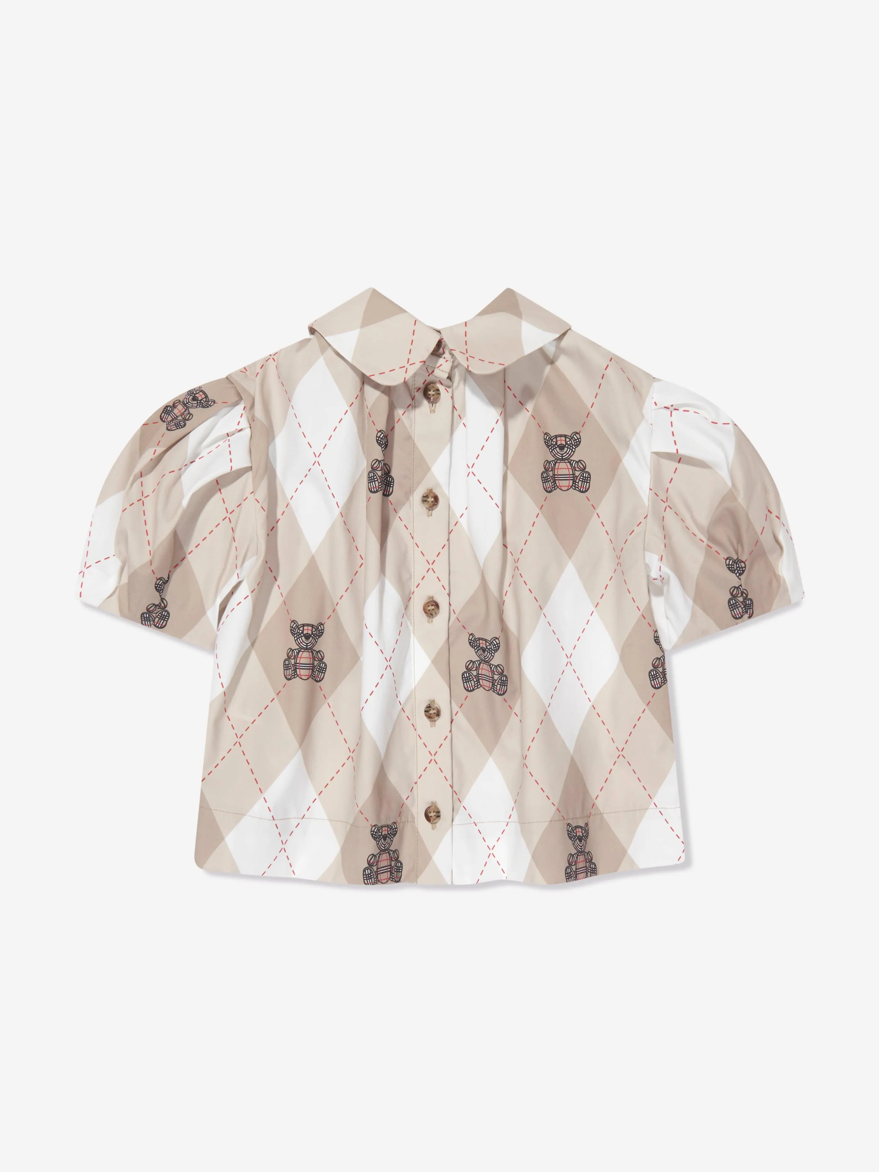 Burberry Girls Ada Argyle Blouse in Soft Fawn