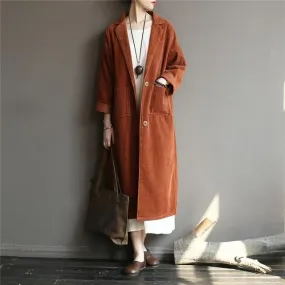 Casual Chic Corduroy Trench Coat