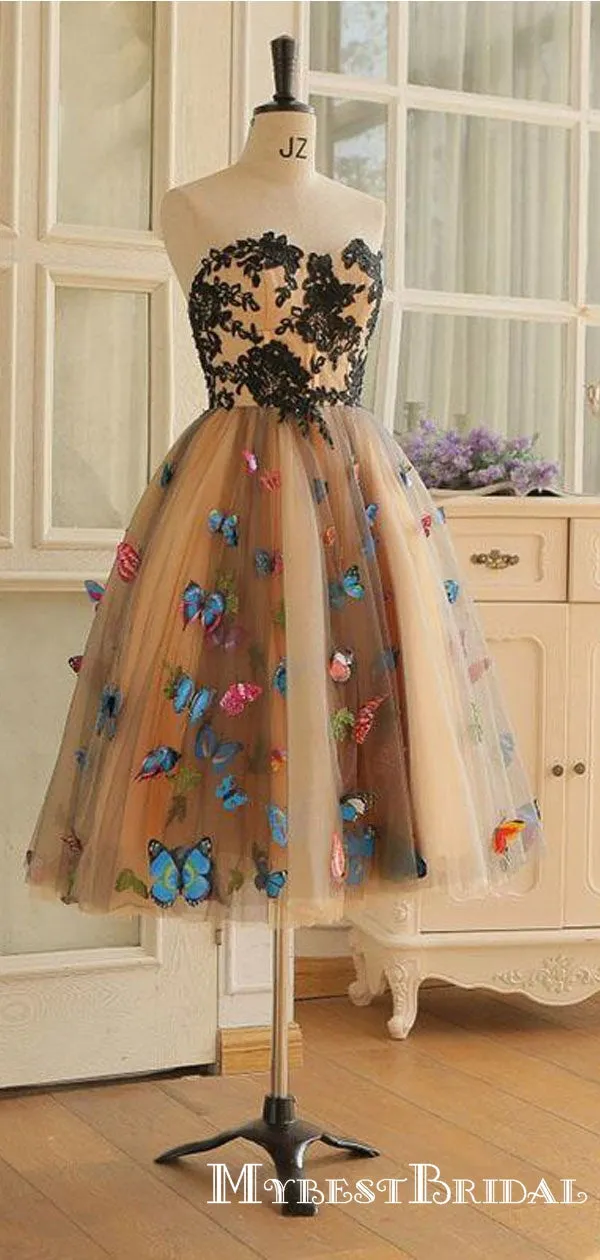 Chic Sweetheart Short Cheap Homecoming Dresses With Applique, TYP0056