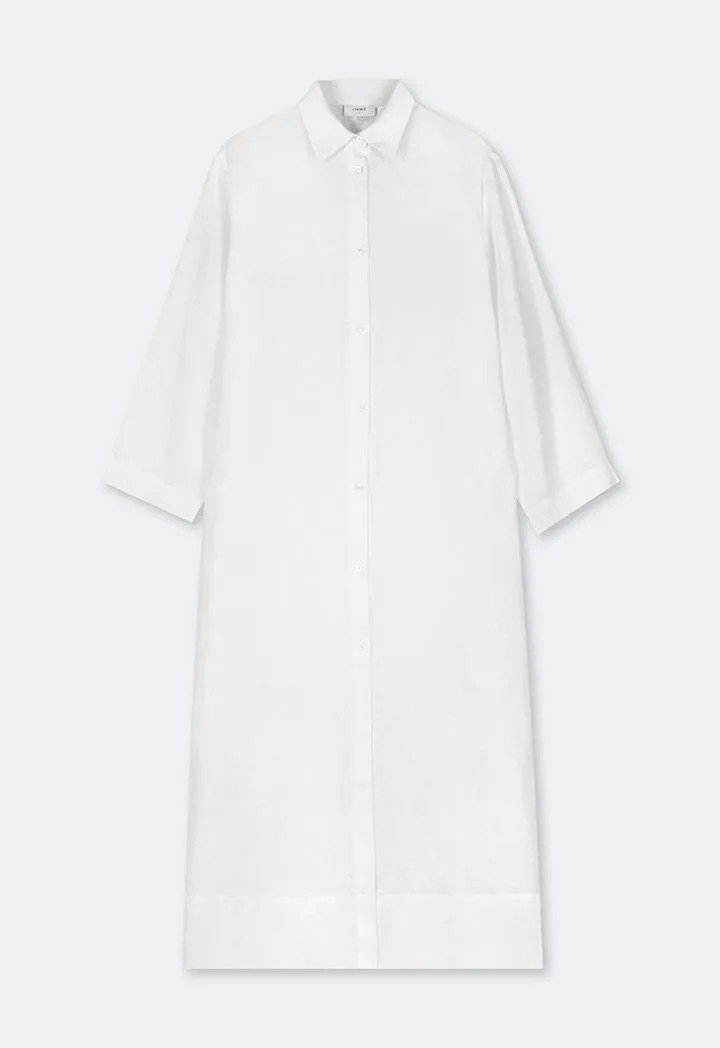 Choice Long Sleeve Basic Shirt Dress Off White