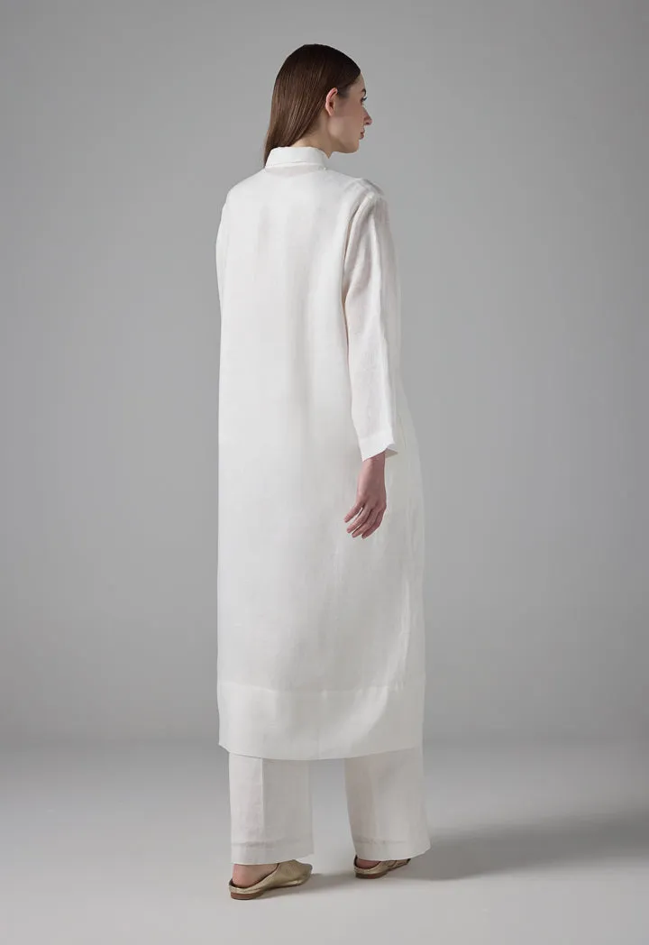 Choice Long Sleeve Basic Shirt Dress Off White