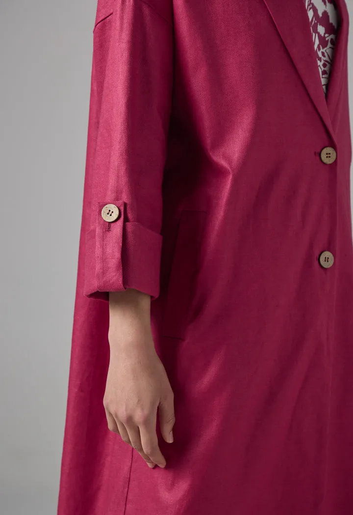 Choice Notched Collar Oversize Coat Burgundy