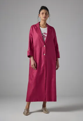 Choice Notched Collar Oversize Coat Burgundy