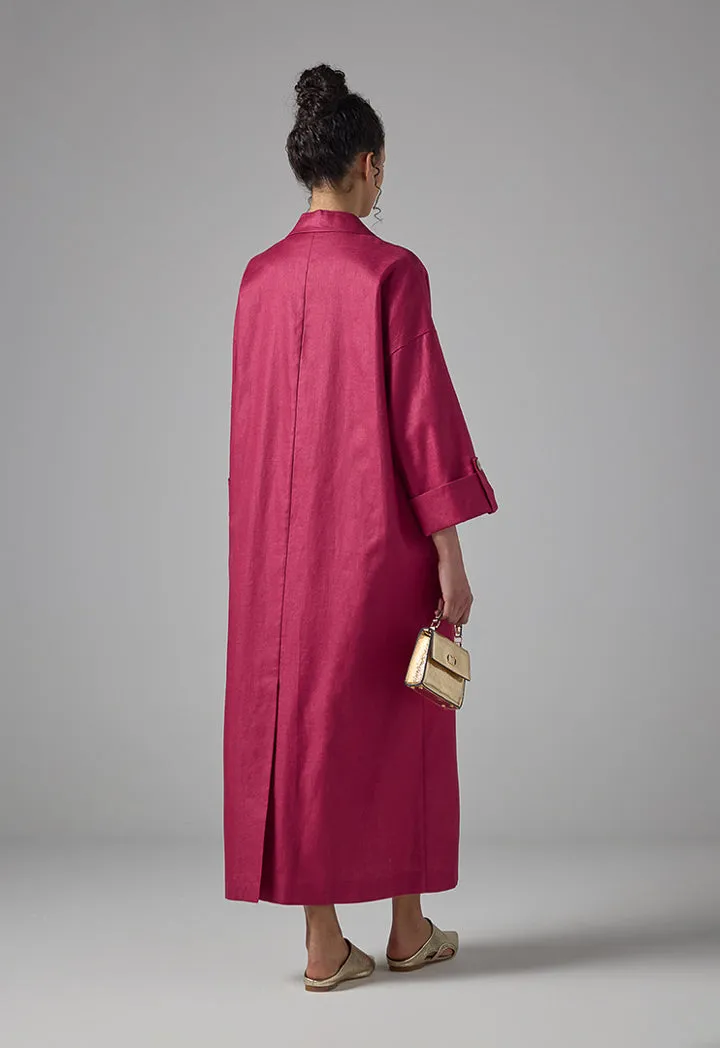 Choice Notched Collar Oversize Coat Burgundy