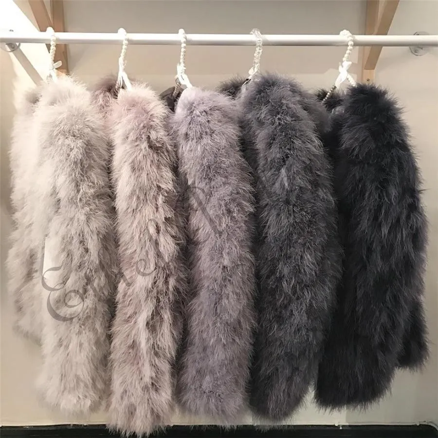 Classy Womens Furry Genuine Ostrich Feather Fur Coats Online