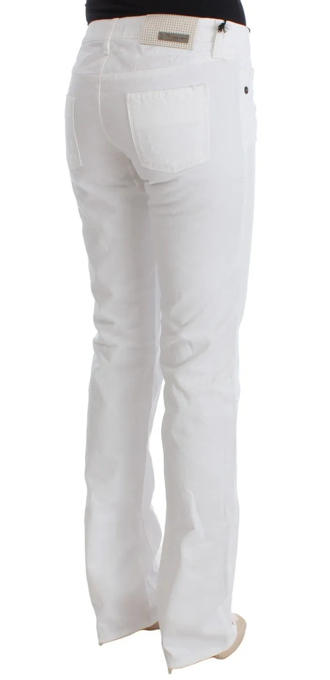 Costume National Chic Slim Fit White Cotton Jeans