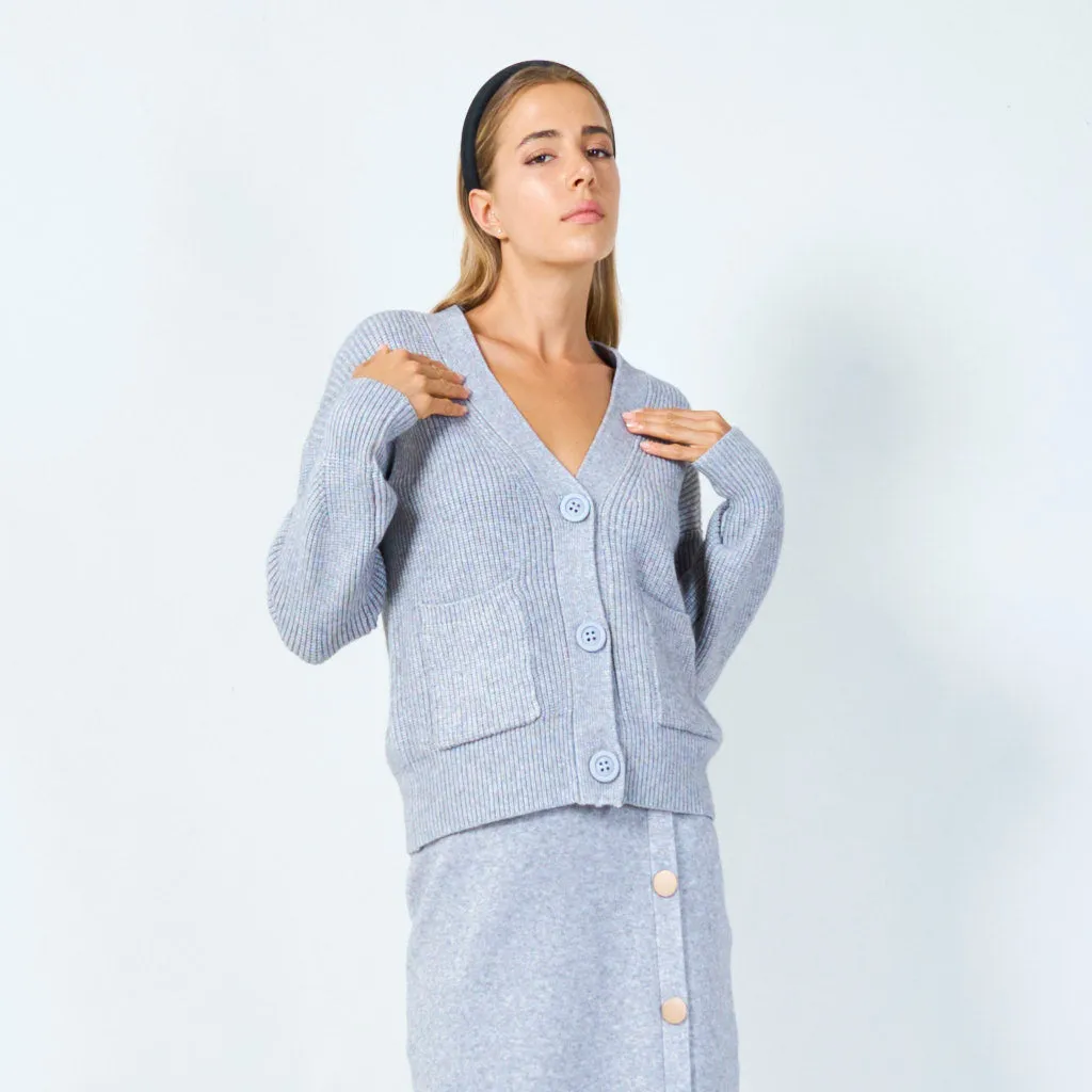 Cozy ribbed button-up cardigan wholesale