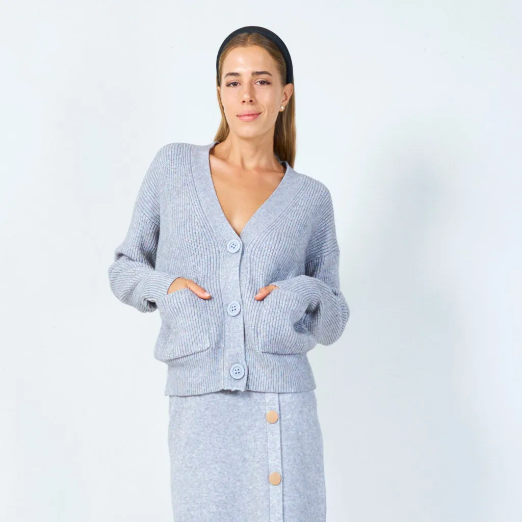 Cozy ribbed button-up cardigan wholesale