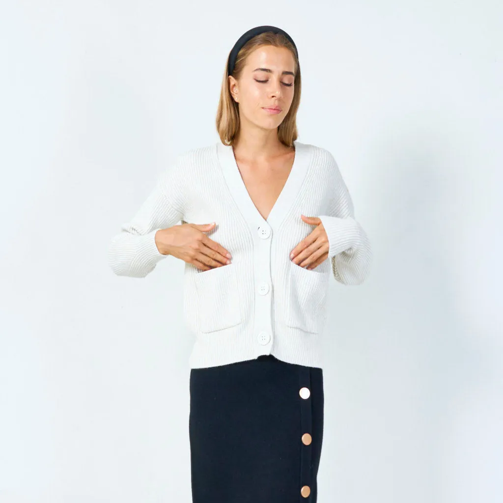 Cozy ribbed button-up cardigan wholesale