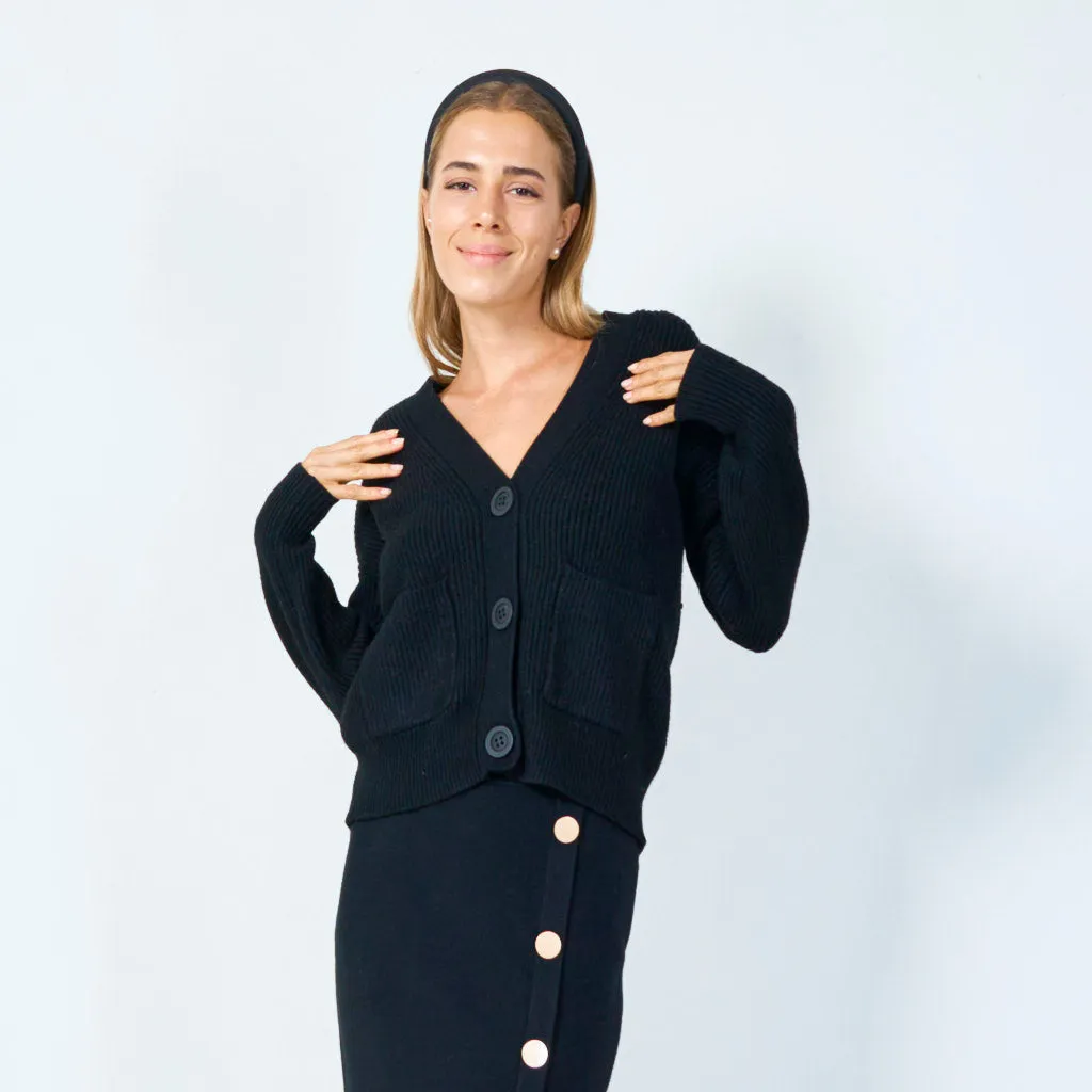 Cozy ribbed button-up cardigan wholesale