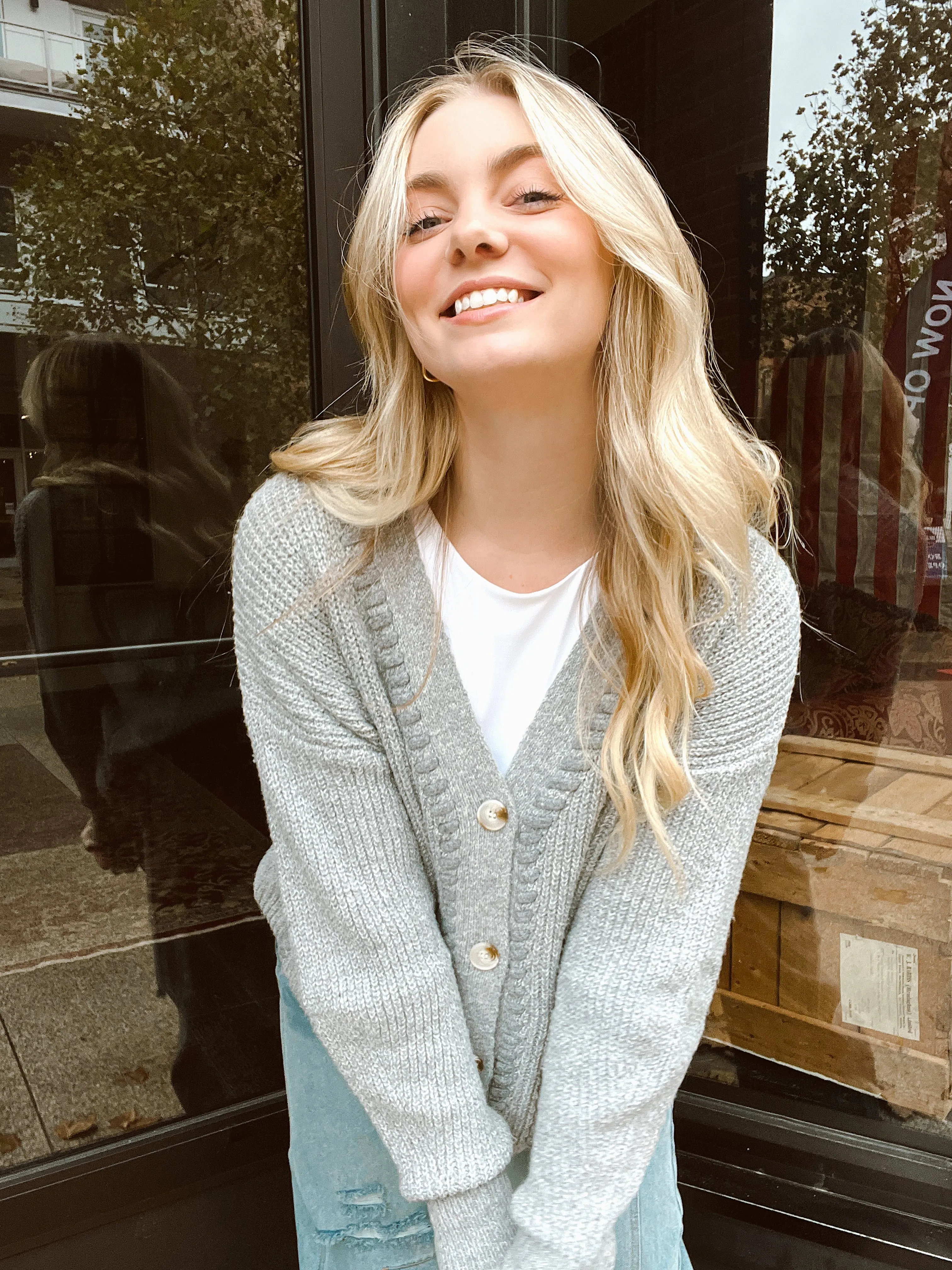 Cozy Up Grey Stitched Cardigan