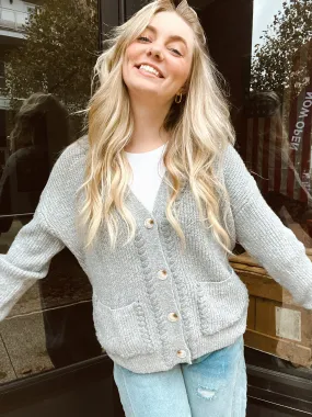 Cozy Up Grey Stitched Cardigan