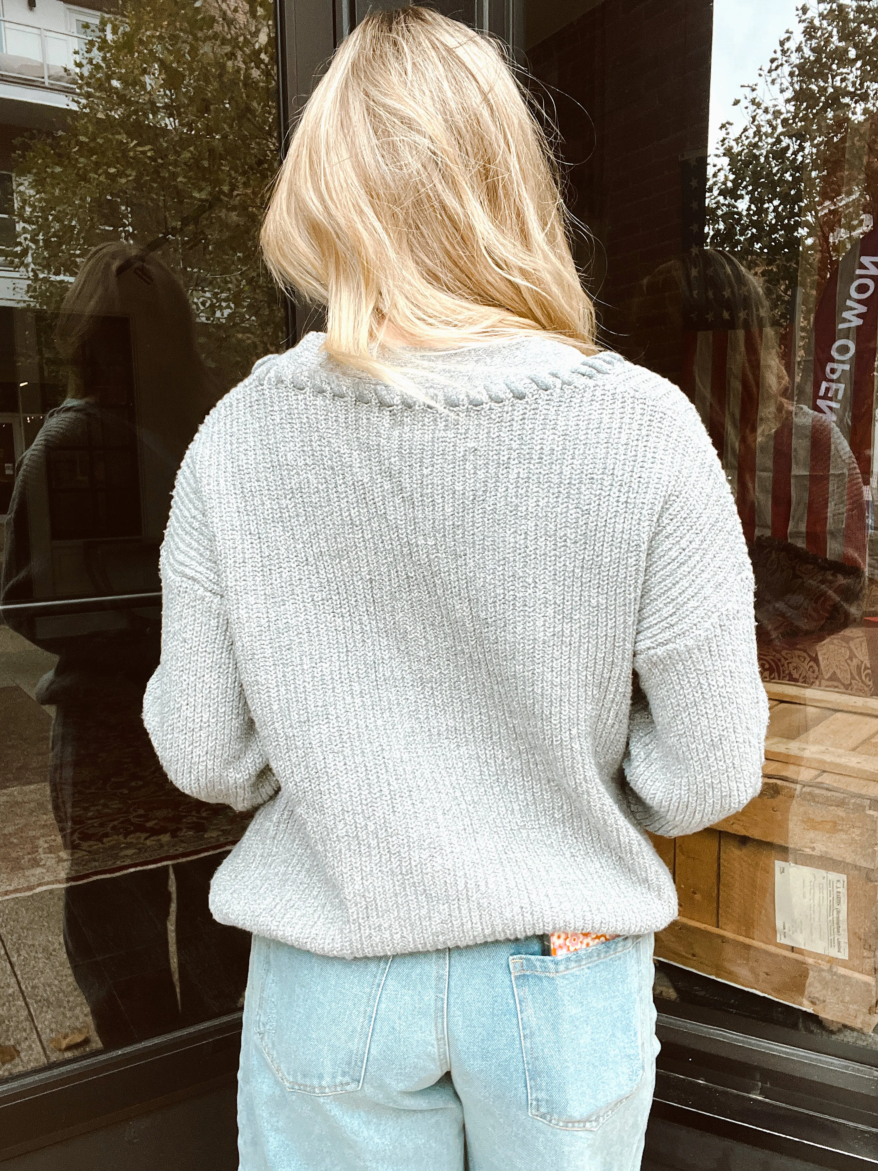 Cozy Up Grey Stitched Cardigan