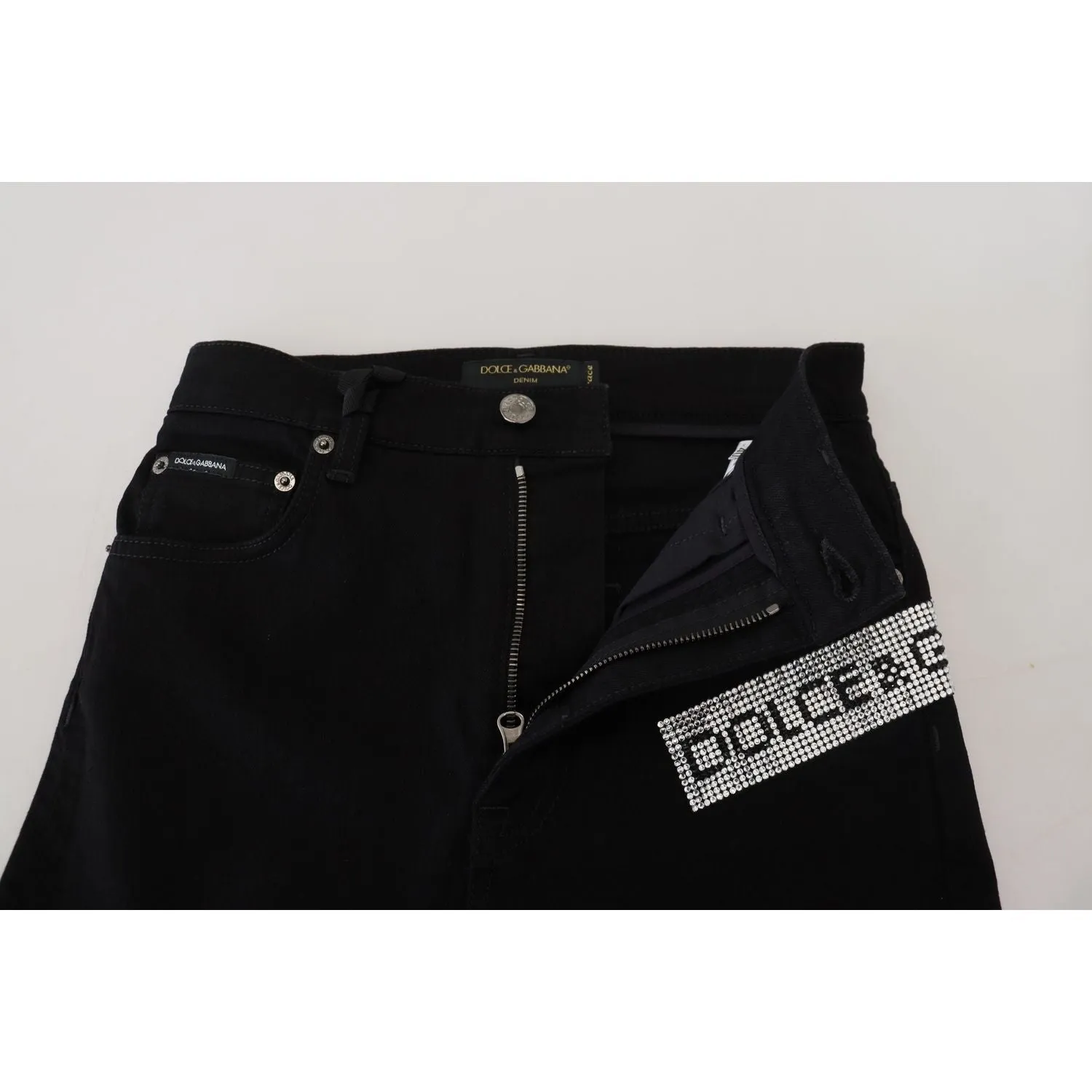 Dolce & Gabbana Chic High Waist Slim Fit Black Jeans