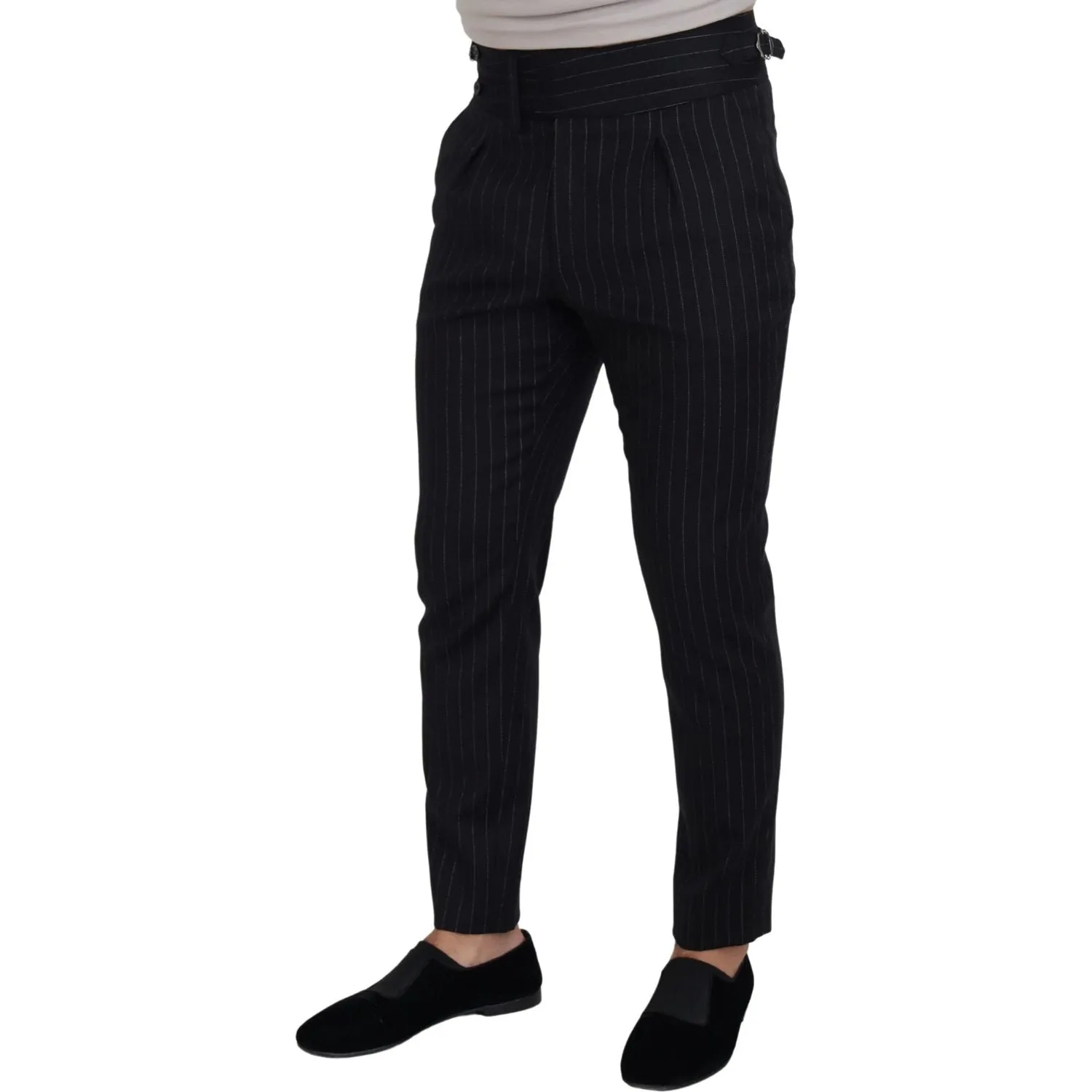 Dolce & Gabbana Elegant Black Striped Wool Blend Trousers