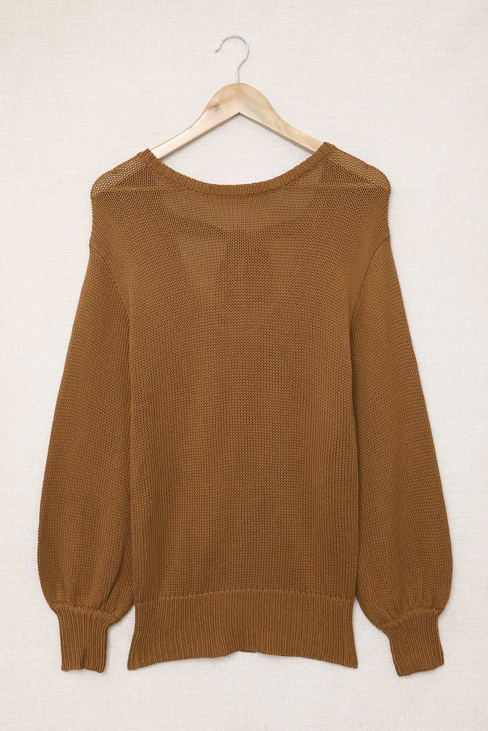 Drop Shoulder Back Cut-out Sweater