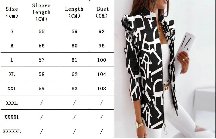 Elegant Long Sleeve Collar Blazer Ruffle Coat