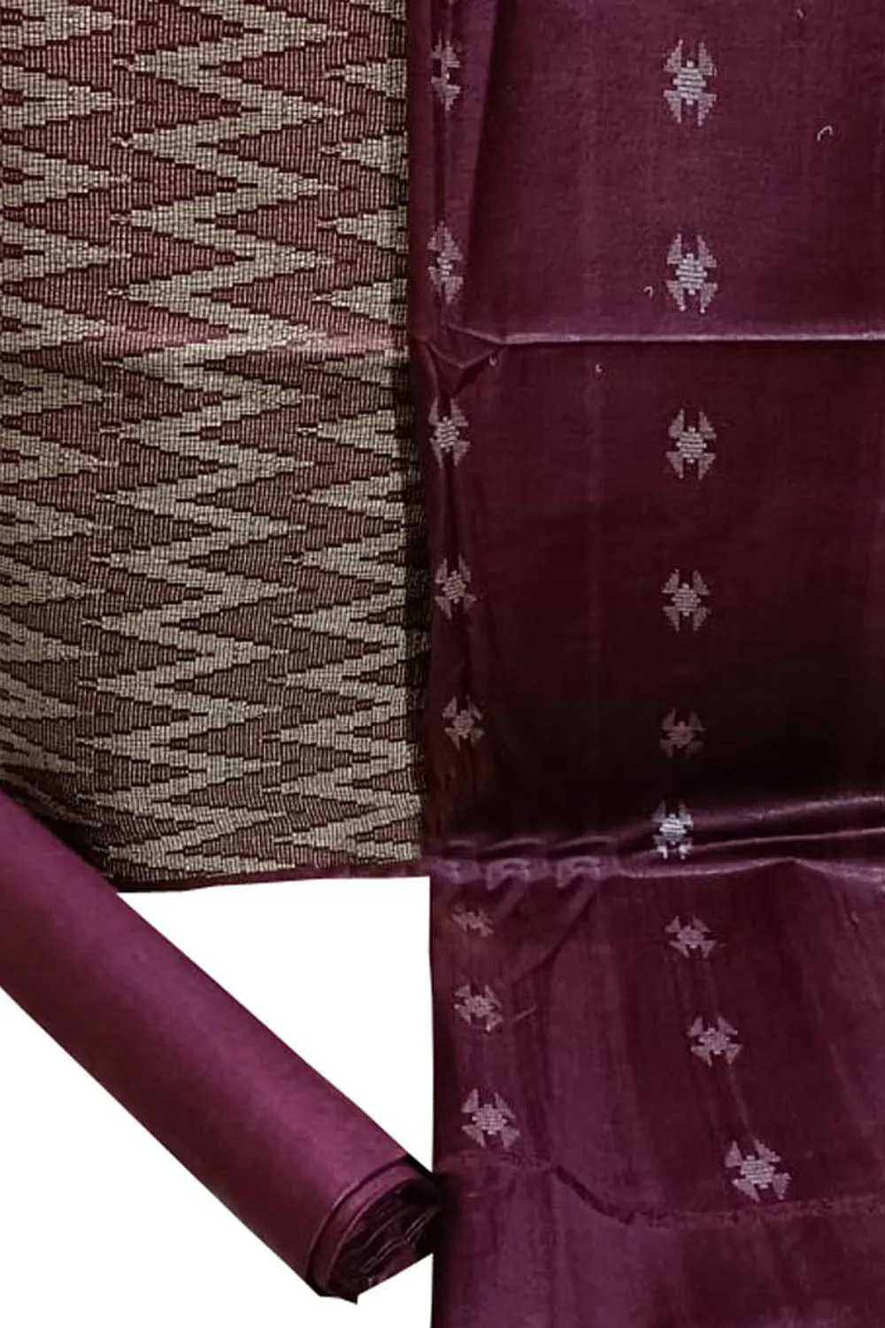 Elegant Maroon Bhagalpur Cotton Silk Suit Set