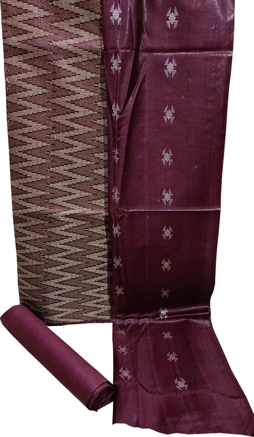 Elegant Maroon Bhagalpur Cotton Silk Suit Set