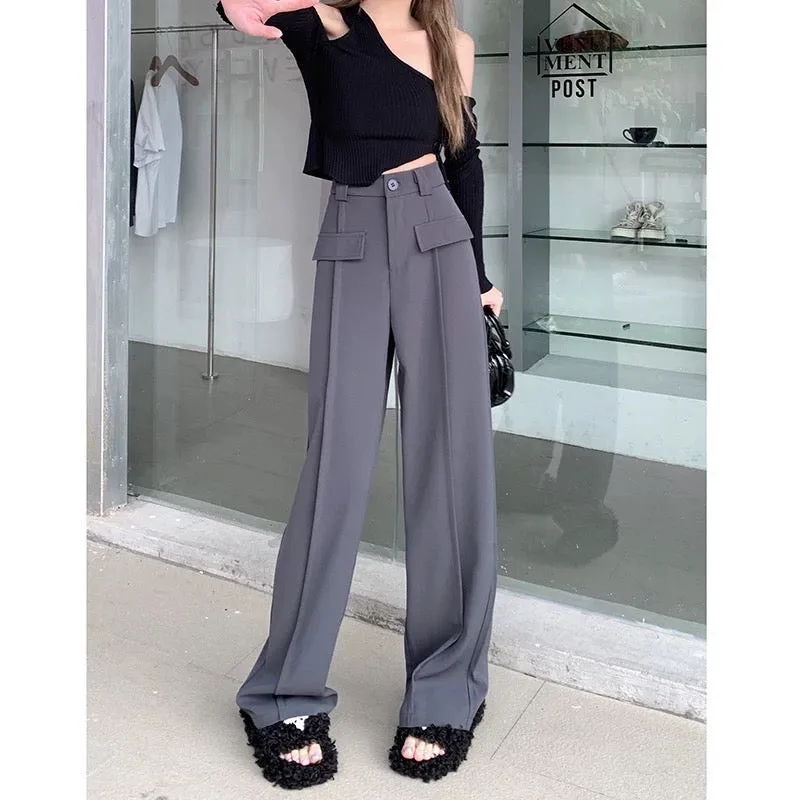 Elegant Seamed Flap Trousers