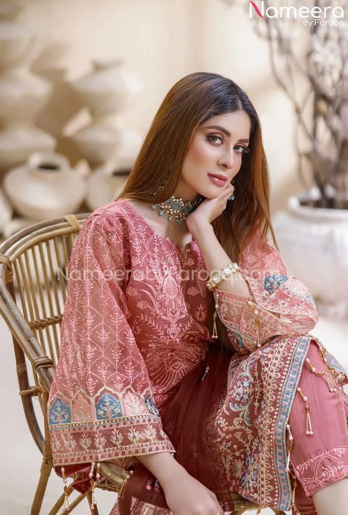 Elegant Tea Pink Salwar Kameez By Designer 2021 #PF219