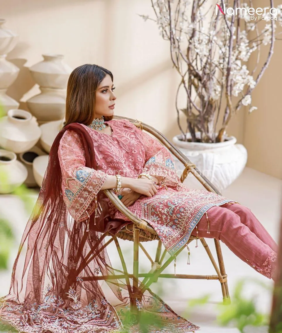 Elegant Tea Pink Salwar Kameez By Designer 2021 #PF219