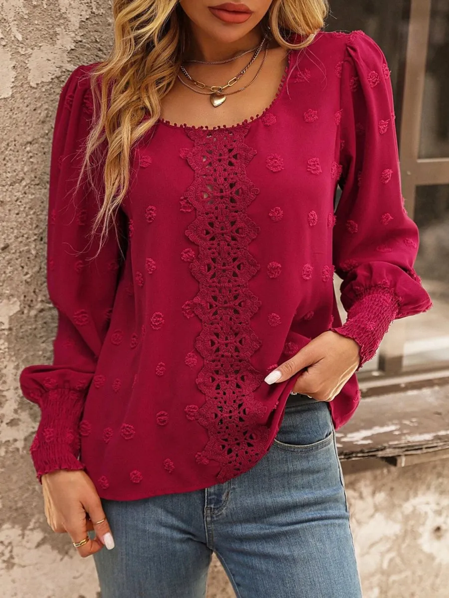 Fiery Passion Red Blouse Long Sleeve