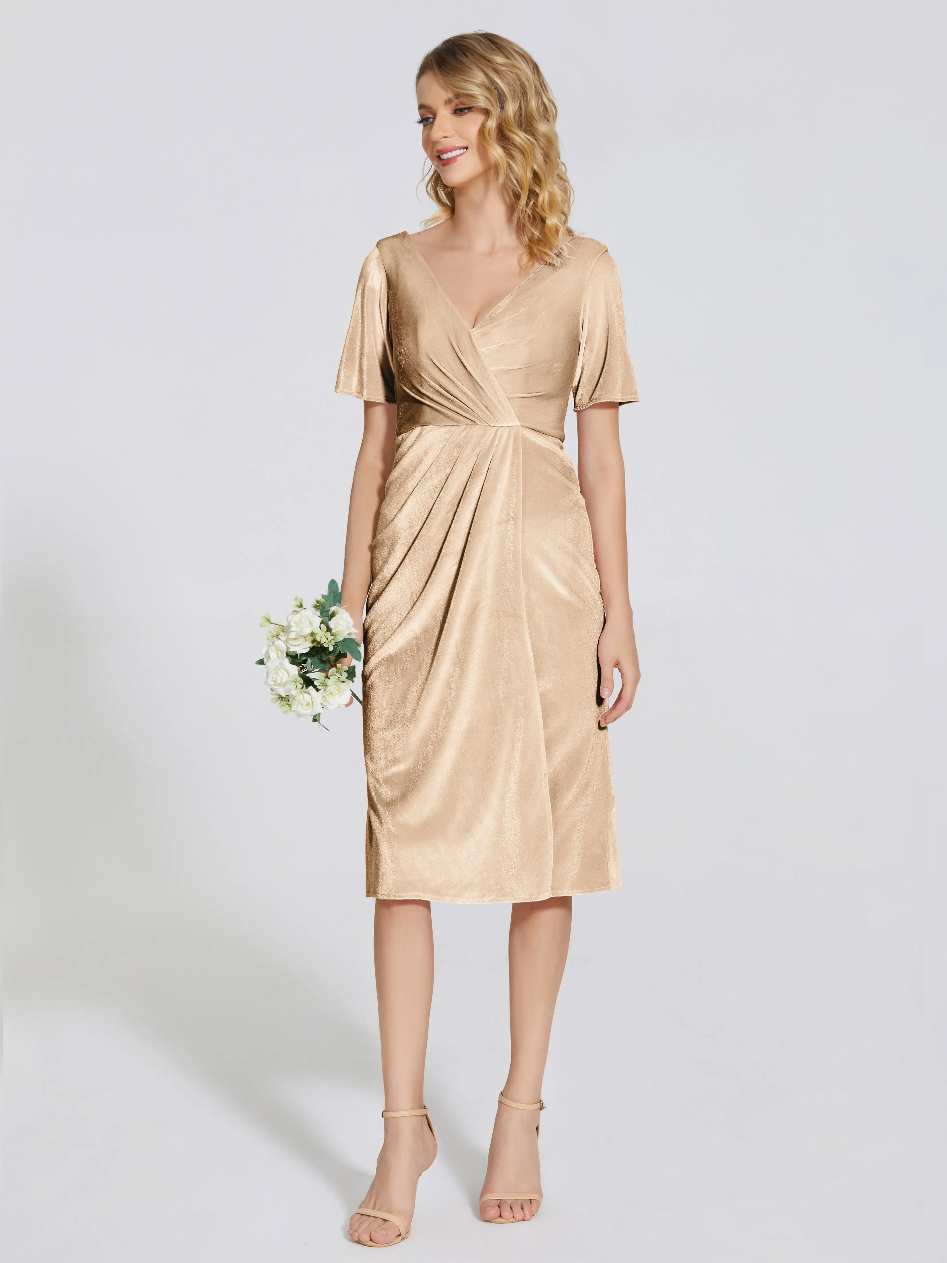 Flattering Knee Length Velvet Mother of the Bride Dresses