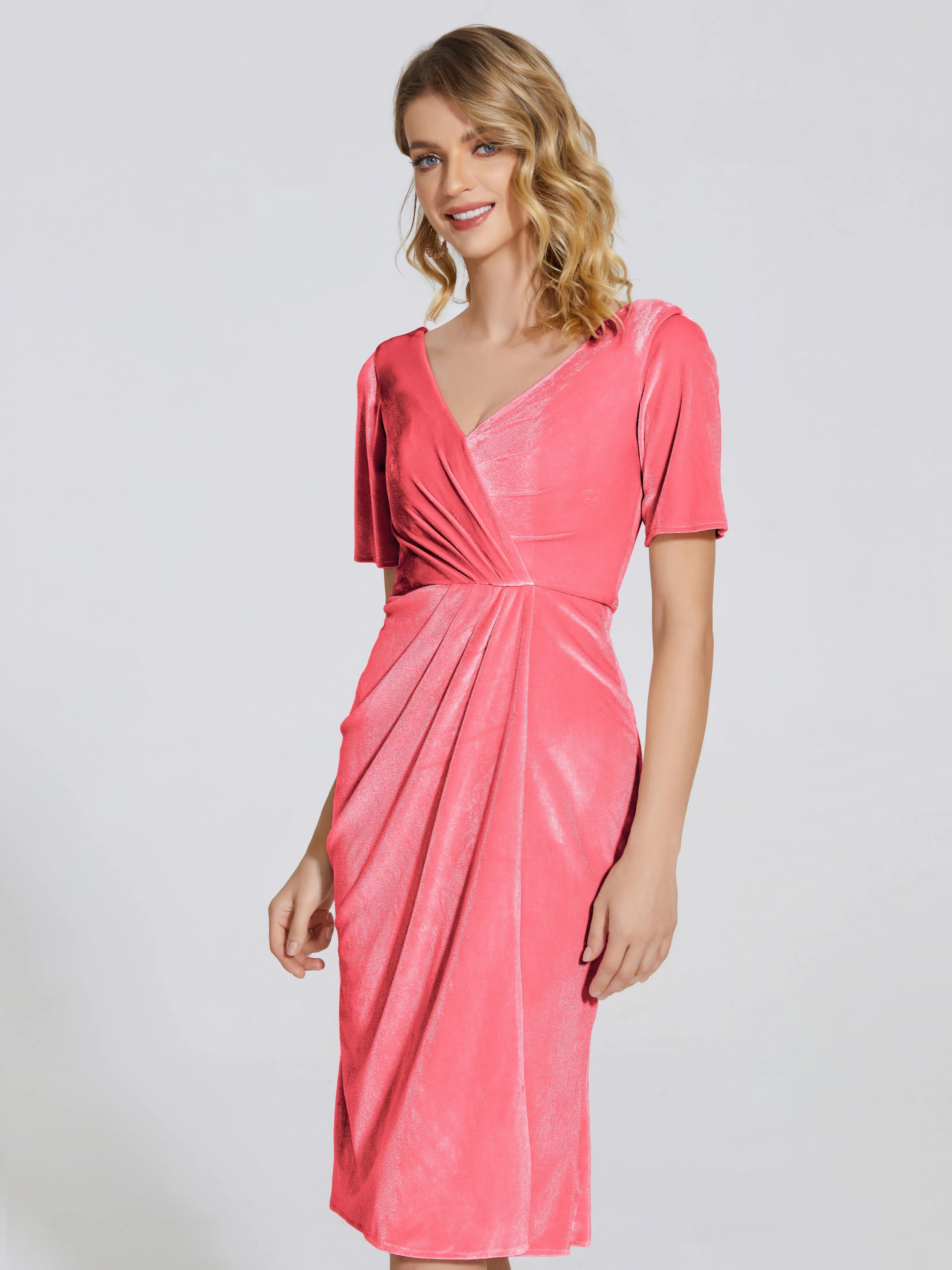 Flattering Knee Length Velvet Mother of the Bride Dresses