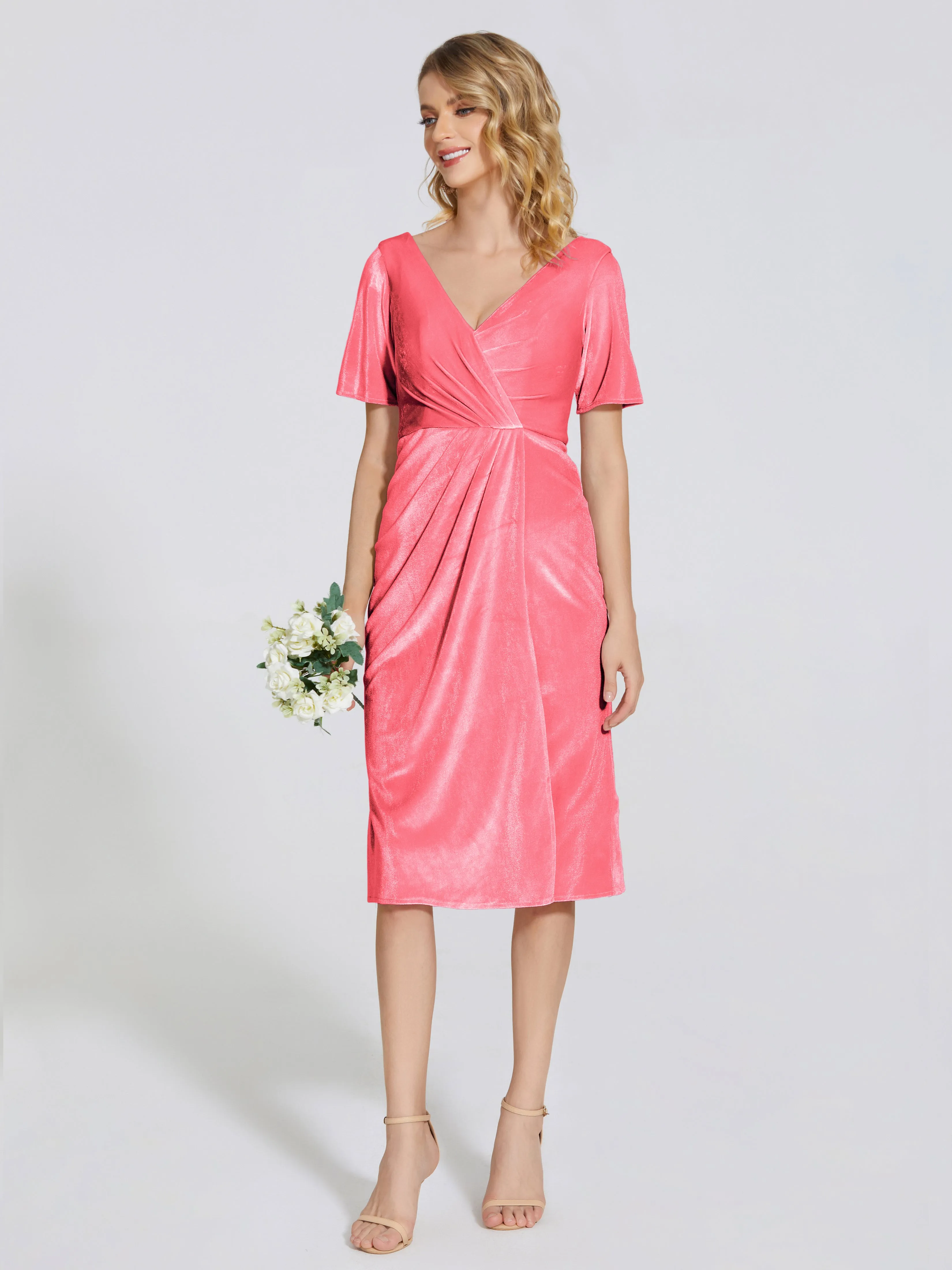 Flattering Knee Length Velvet Mother of the Bride Dresses