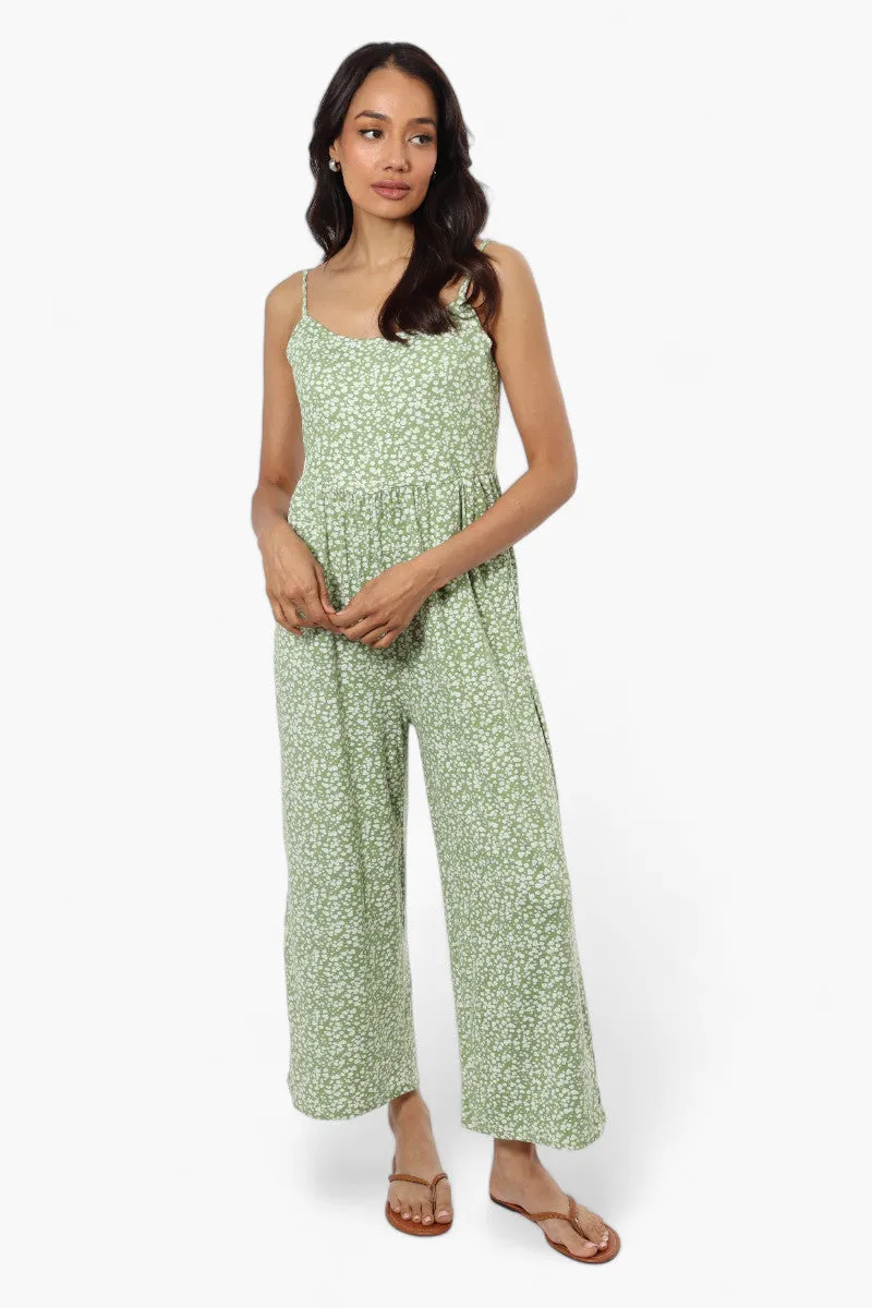 International INC Company Floral Spaghetti Strap Jumpsuit - Green