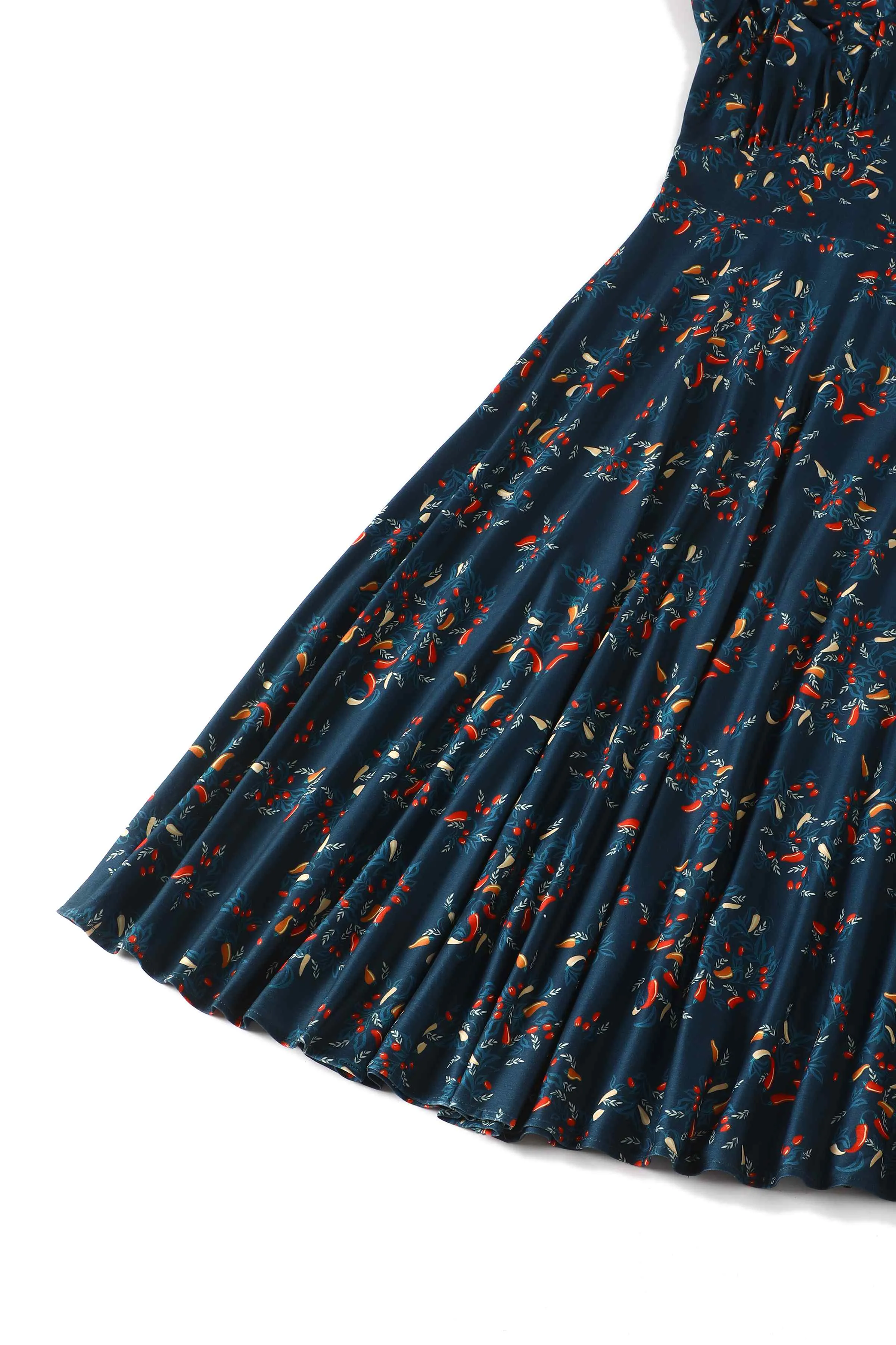 Julia 50s Style Blue Chili Print Dress