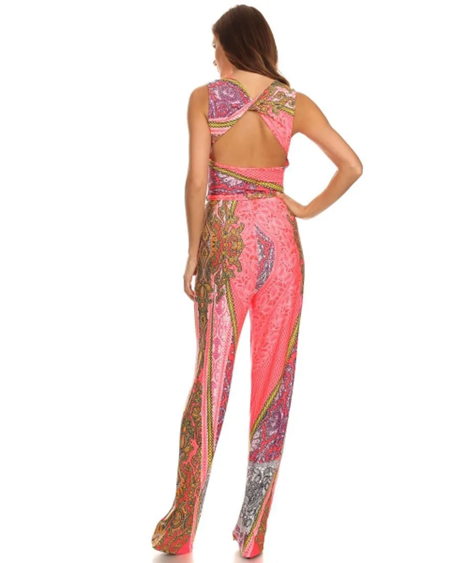 Jumpsuit Romper Paisley Coral