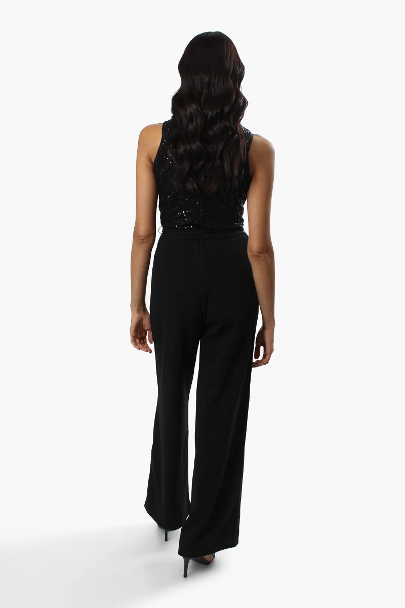 Limite Side Tie Sequin Jumpsuit - Black