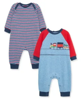 LIttle Me Train Stripe 2pk Coverall