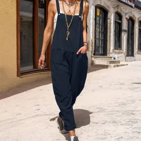 Loose Button Pocket Jumpsuit