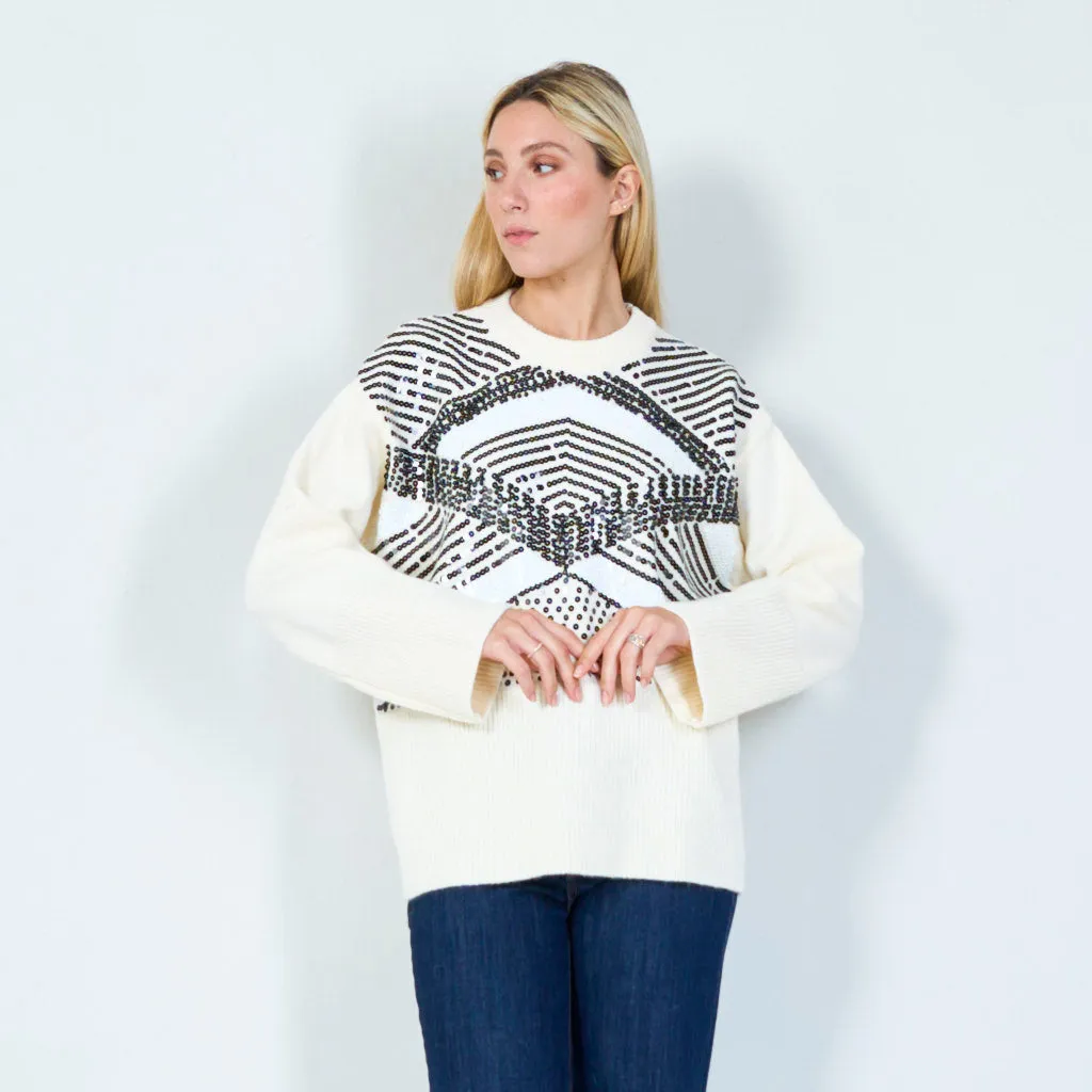 Modern geometric sequin sweater wholesale