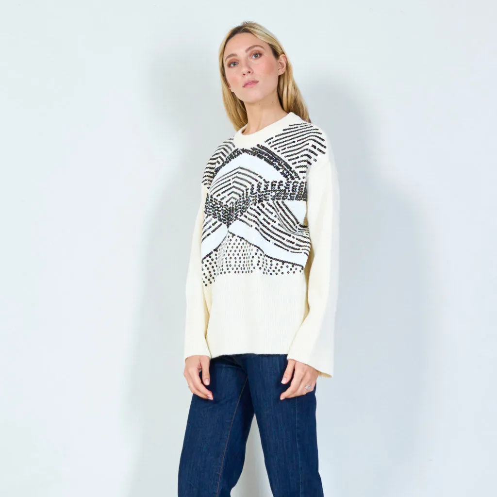 Modern geometric sequin sweater wholesale