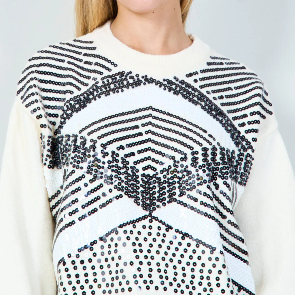 Modern geometric sequin sweater wholesale