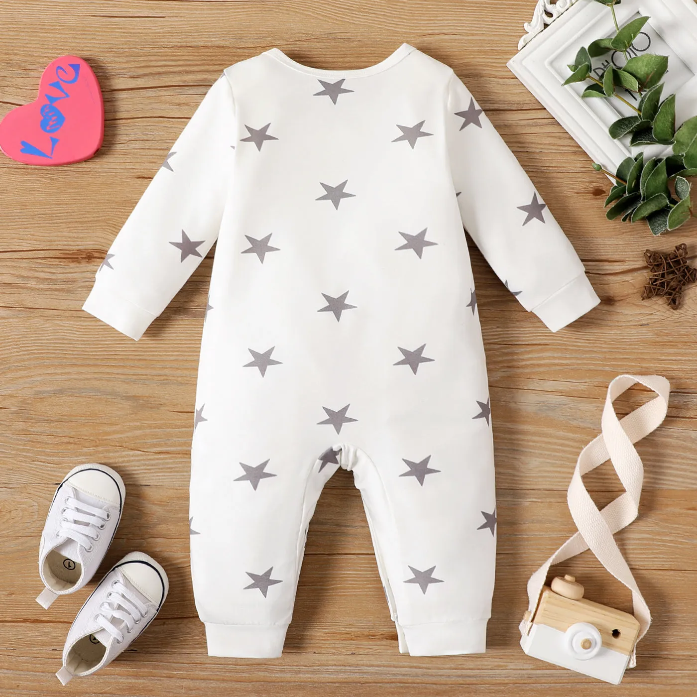 Naia Baby Girl/Boy Letter Print Long-sleeve Naia™ Jumpsuits