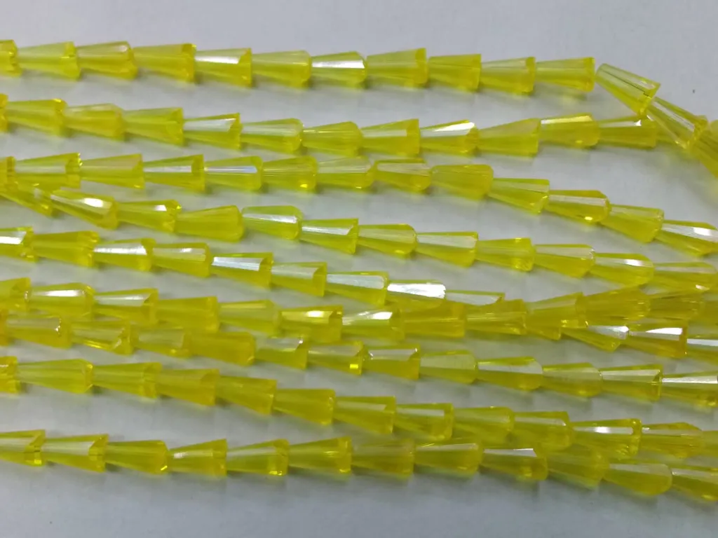 Neon Yellow Conical Crystal Glass Beads (Wholesale)