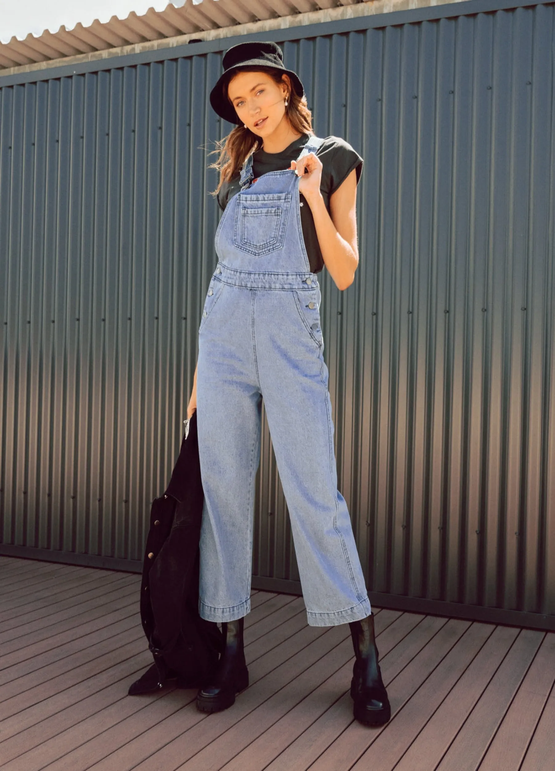 Paper Heart - Lightwash Denim Jean Overalls