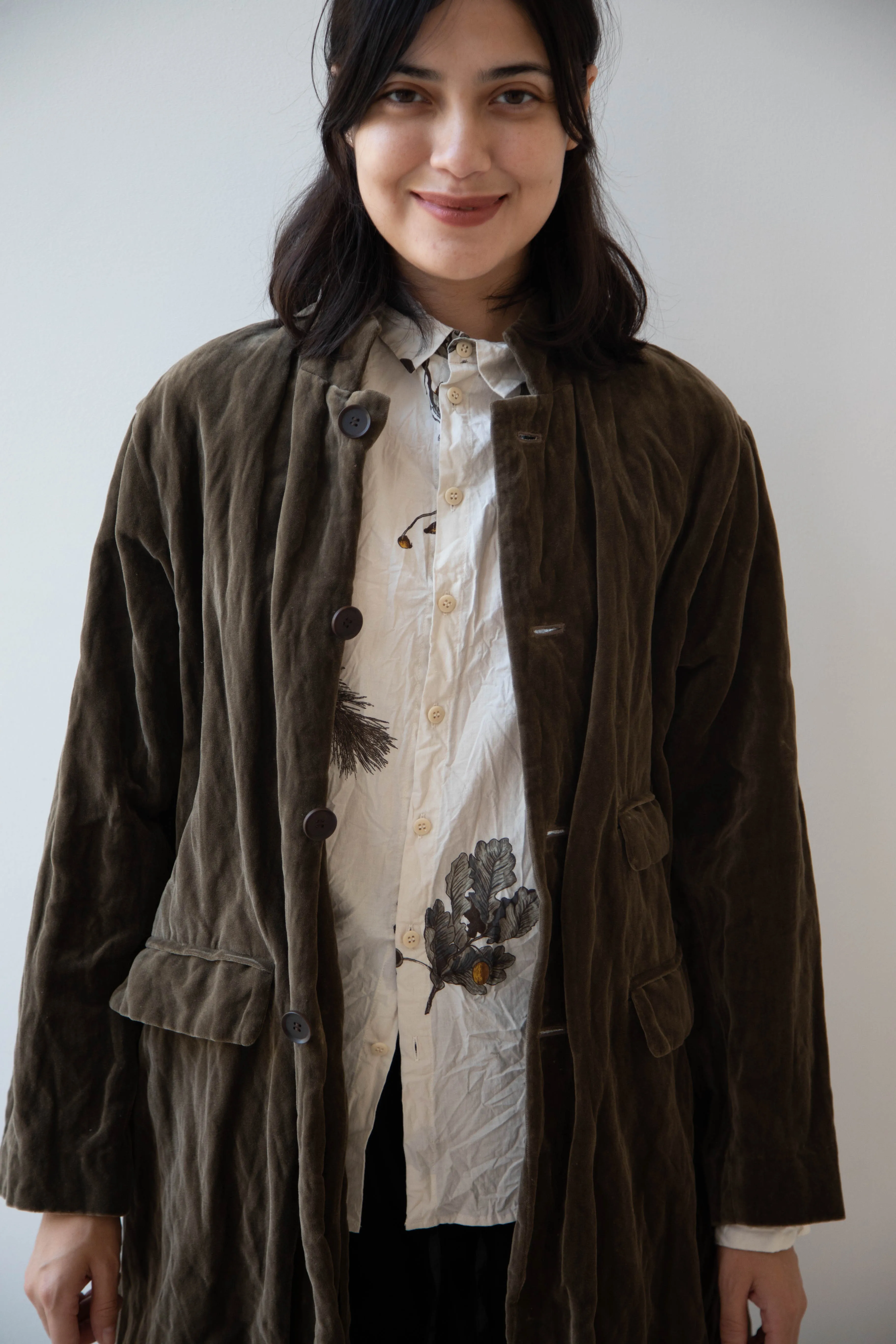 Pas de Calais | Velvet Coat in Khaki