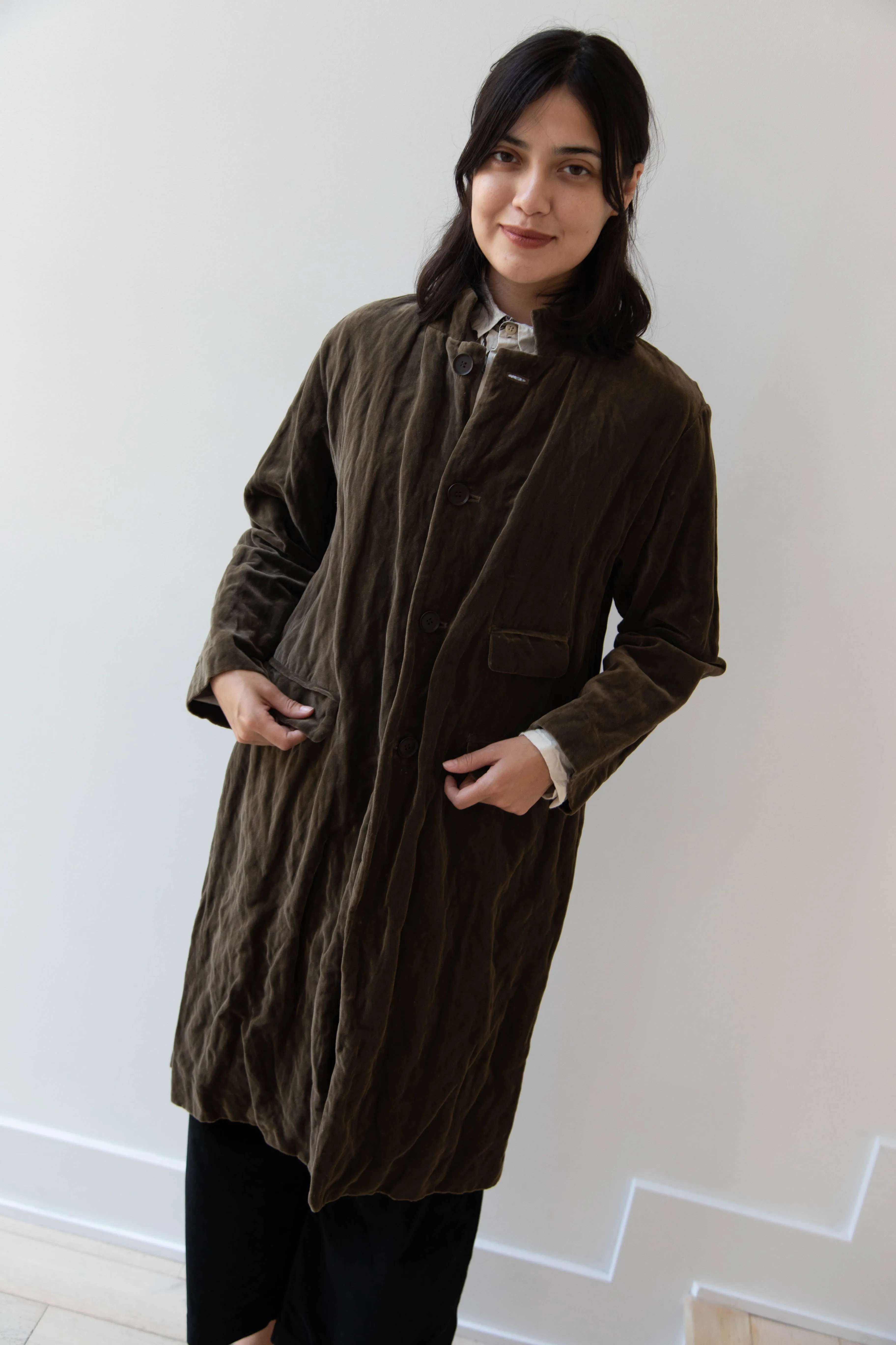 Pas de Calais | Velvet Coat in Khaki