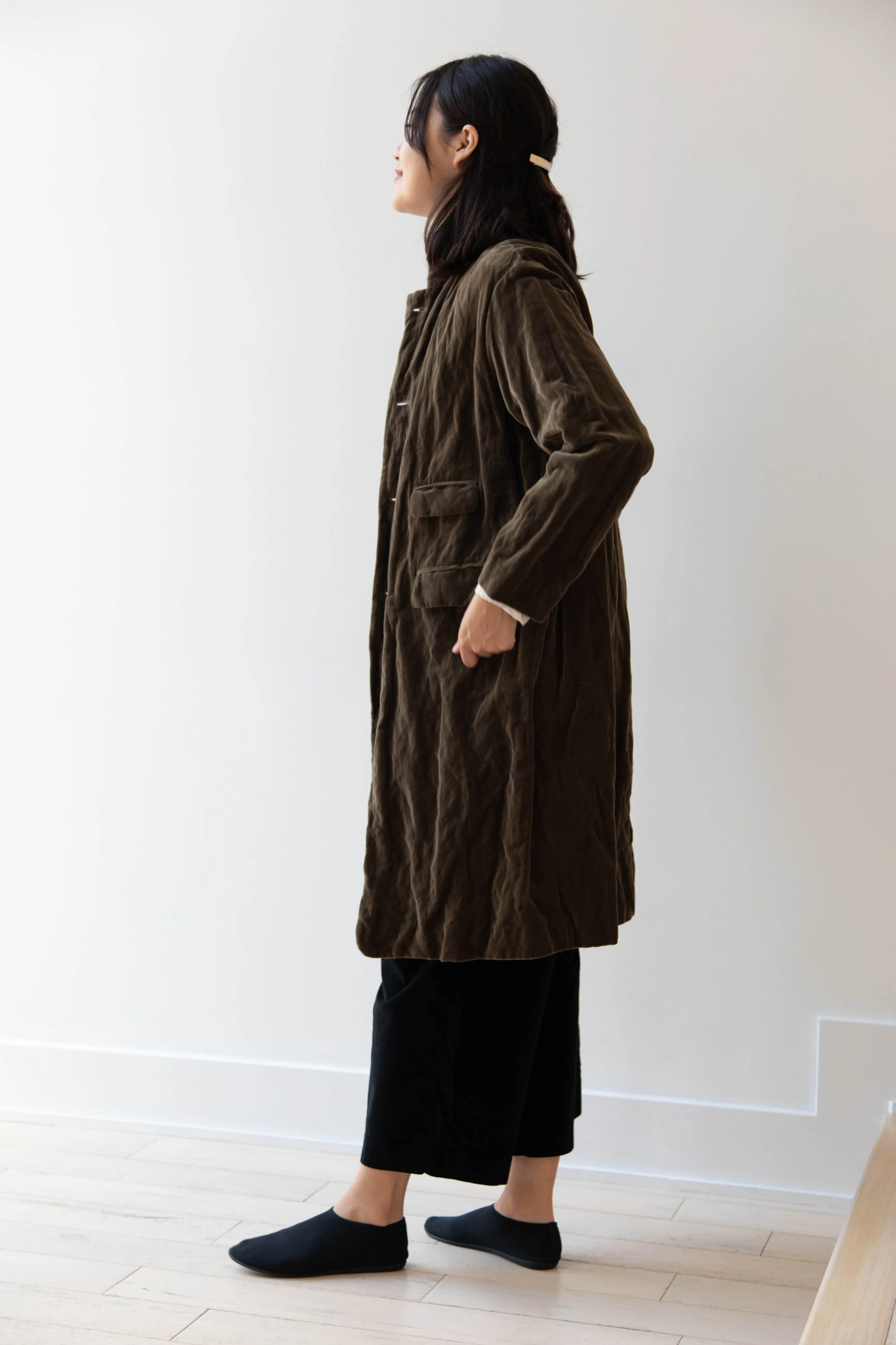 Pas de Calais | Velvet Coat in Khaki